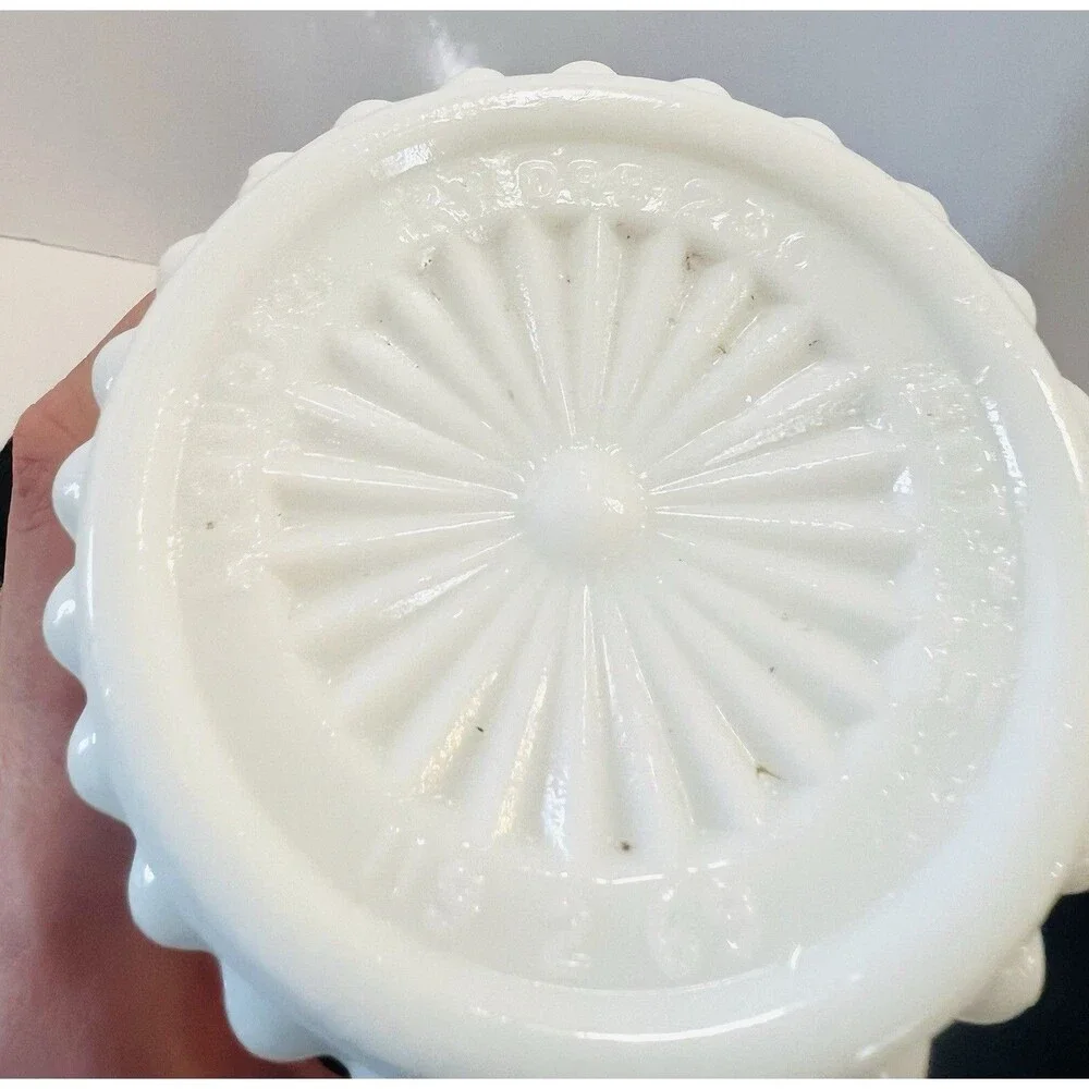 Vintage Jim Beam Milk Glass Decanter w Stopper | Scroll Grape Pattern